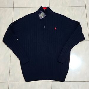 Ralph Lauren Navy Turtle Neck 1/4 Zipper Sweater